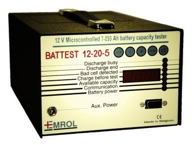 A commercial battery capacity tester unit in for repair